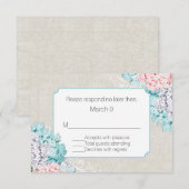 Carte de réponse Mariage Chic Pastel Hydrangeas (Devant / Derrière)