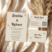 Carte de Réponse Mariage Code QR Typographie Rétro