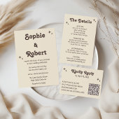 Carte de Réponse Mariage Code QR Typographie Rétro