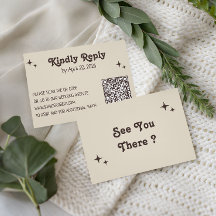 Carte de Réponse Mariage Code QR Typographie Rétro