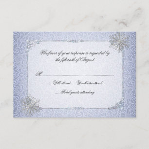 Carte de réponse Mariage Crystal Blue Snowflake