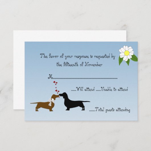 Carte de réponse Mariage Dachshunds (Devant / Derrière)