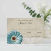 Carte de réponse Mariage Daisy et Lace turquoise (Debout devant)
