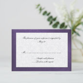 Carte de réponse Mariage damassé violet (Debout devant)