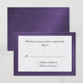 Carte de réponse Mariage damassé violet (Devant / Derrière)