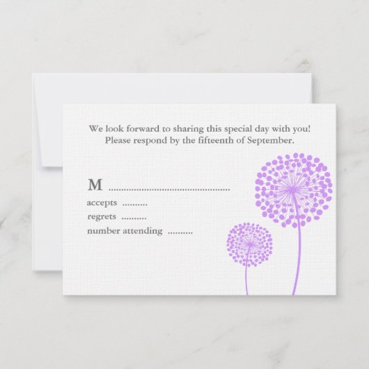 Carte de réponse Mariage Dandelions doux (Devant)