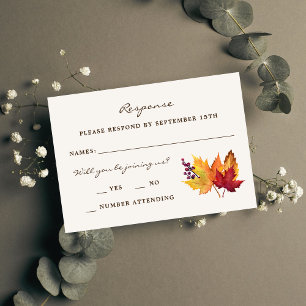 Carte de réponse Mariage de automne de congé d'aut