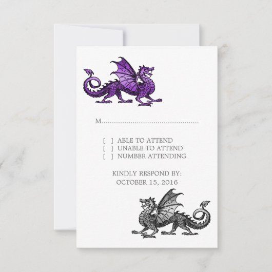 Carte de réponse Mariage de Dragon d'argent violet (Devant)