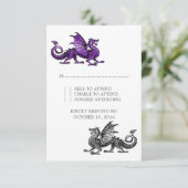 Carte de réponse Mariage de Dragon d'argent violet (Debout devant)