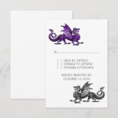 Carte de réponse Mariage de Dragon d'argent violet (Devant / Derrière)