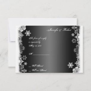 Carte de réponse Mariage de flocon de neige noir e
