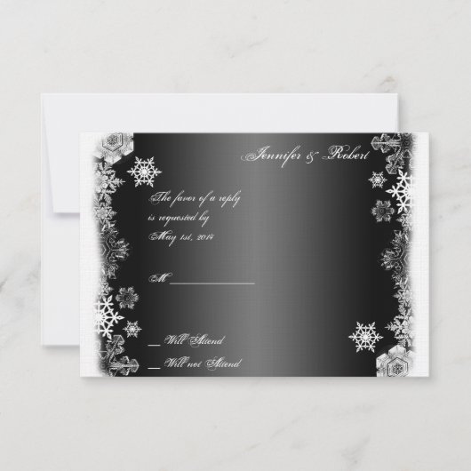 Carte de réponse Mariage de flocon de neige noir e (Devant)
