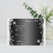Carte de réponse Mariage de flocon de neige noir e (Debout devant)