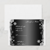 Carte de réponse Mariage de flocon de neige noir e (Devant / Derrière)