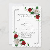 Carte de réponse Mariage de Noël Red & White Roses (Devant)