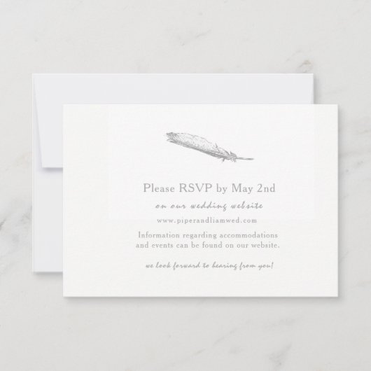 Carte de réponse Mariage de plume (Devant)