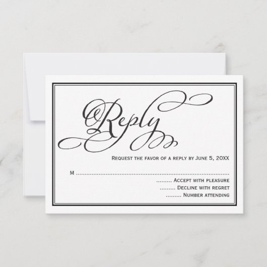 Carte de réponse Mariage de script de calligraphie (Devant)