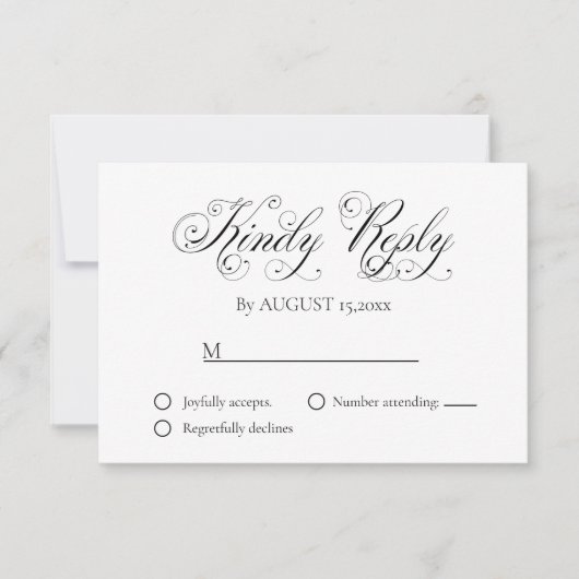 Carte de réponse Mariage de script élégant (Devant)