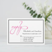 Carte de réponse Mariage de script rose simple (Debout devant)
