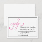 Carte de réponse Mariage de script rose simple (Devant / Derrière)