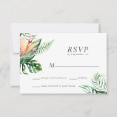 Carte de réponse Mariage des fleurs vertes tropica (Devant)