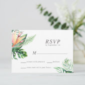 Carte de réponse Mariage des fleurs vertes tropica (Debout devant)
