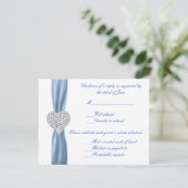 Carte de réponse Mariage Diamond Heart Blue (Debout devant)