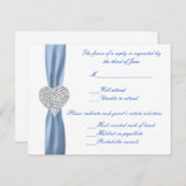 Carte de réponse Mariage Diamond Heart Blue (Devant / Derrière)