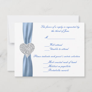 Carte de réponse Mariage Diamond Heart Blue