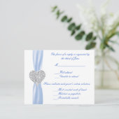 Carte de réponse Mariage Diamond Heart Blue (Debout devant)