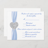 Carte de réponse Mariage Diamond Heart Blue (Devant / Derrière)