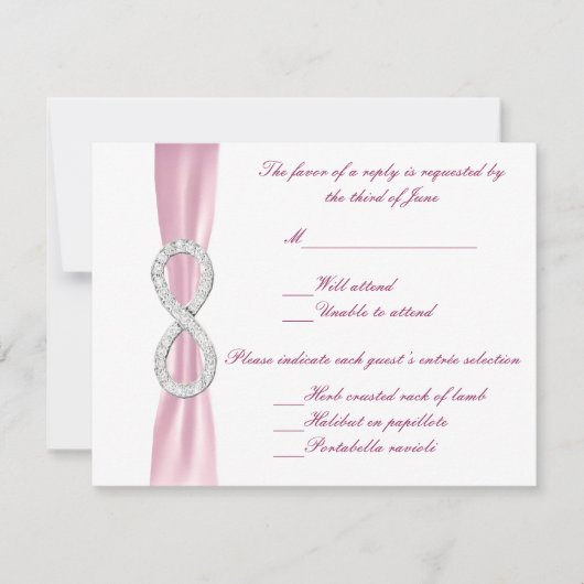Carte de réponse Mariage d'Infinité Diamant rose (Devant)
