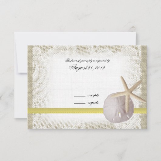 Carte de réponse Mariage Dollar De Sable De Plage (Devant)