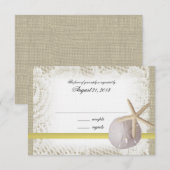 Carte de réponse Mariage Dollar De Sable De Plage (Devant / Derrière)