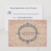 Carte de réponse Mariage Ecru et Peach Damask RSVP (Devant / Derrière)