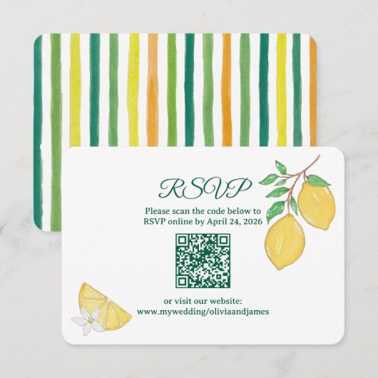 Carte de Réponse Mariage en Ligne avec QR Code Cit (Devant / Derrière)