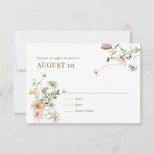 Carte de réponse Mariage Fleur sauvage aquarelle