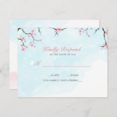 Carte de réponse mariage | Fleurs de cerisiers d'a (Devant / Derrière)