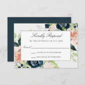 Carte de réponse Mariage floral à l'aquarelle chau (Devant / Derrière)