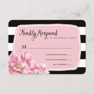 Carte de réponse Mariage Floral Chic / Rose