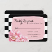 Carte de réponse Mariage Floral Chic / Rose (Devant / Derrière)