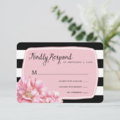 Carte de réponse Mariage Floral Chic / Rose (Debout devant)