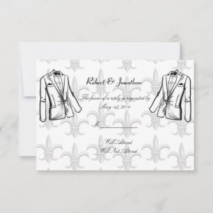 Carte de réponse Mariage Gay Groom de Tuxedo