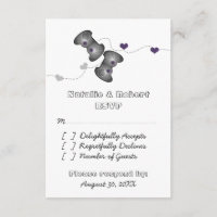 Carte de réponse Mariage Geeky Gamers (Argent/Viol