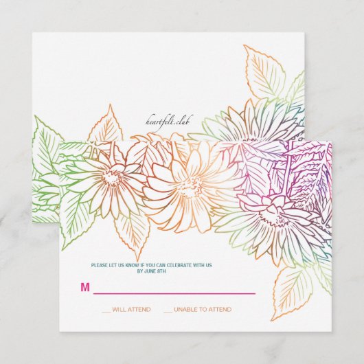 Carte de réponse Mariage Gerbera (Devant / Derrière)