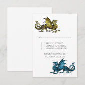Carte de réponse Mariage Gold Blue Dragon (Devant / Derrière)