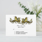 Carte de réponse Mariage Gold Elegant Dragons (Debout devant)