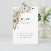 Carte de réponse Mariage Gold & Green Boho (Debout devant)