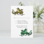 Carte de réponse Mariage Gold Green Dragon (Debout devant)