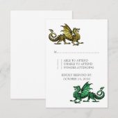 Carte de réponse Mariage Gold Green Dragon (Devant / Derrière)
